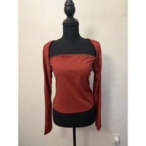 NWT Halara Rust Two-Piece Tube Top & Shrug Set Size Medium